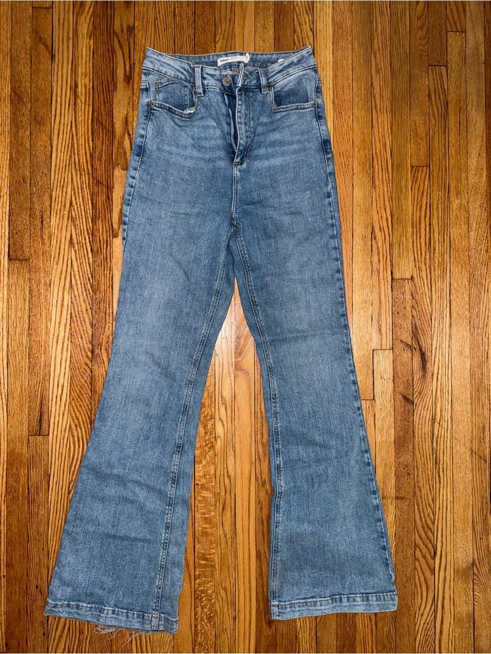 Garage Light Blue Flare Jeans — High Waist Wide Leg